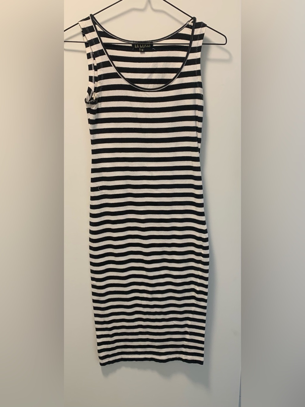 Black and White Striped Midi Dress